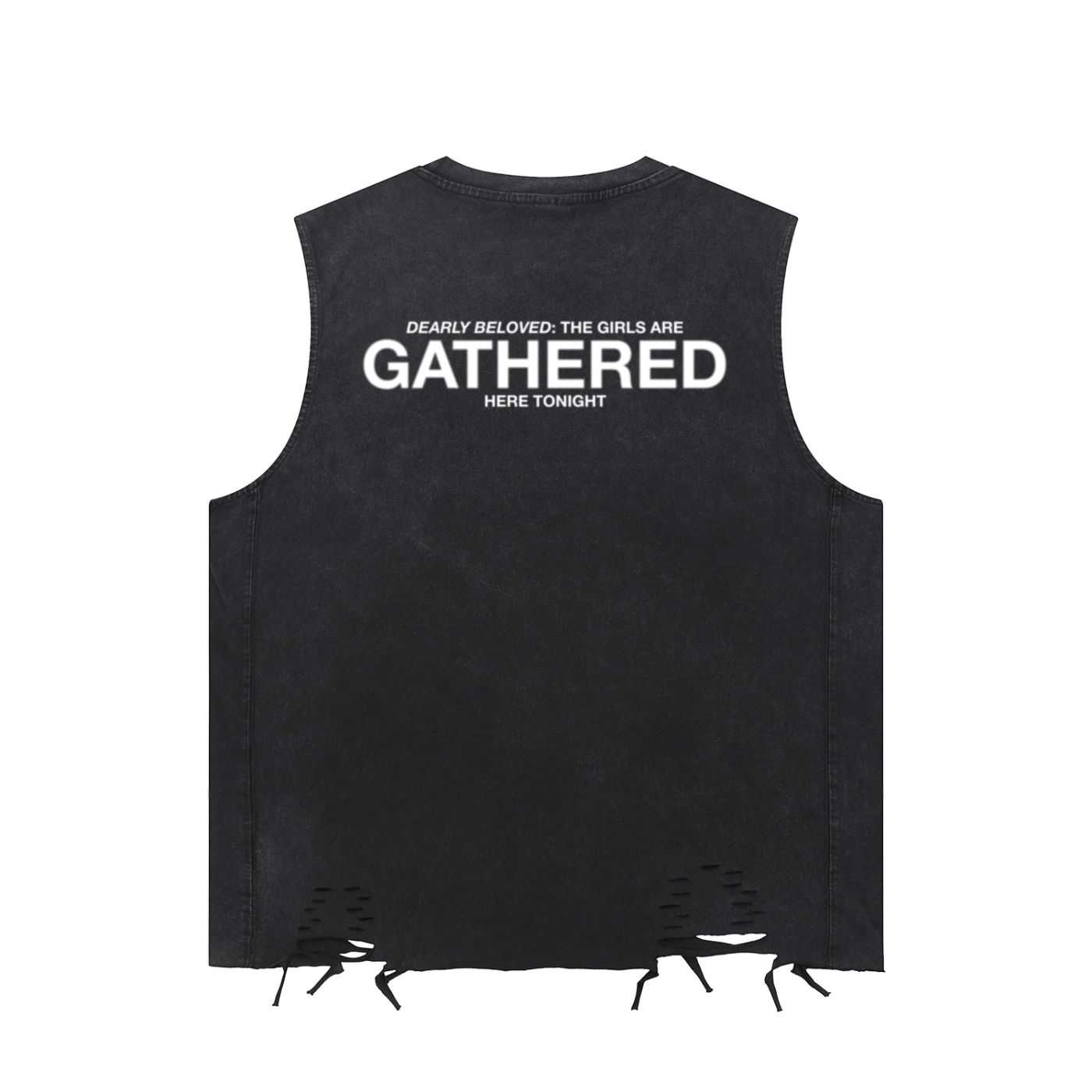 GATHERED Snow Washed Raw-Hem Tank Top