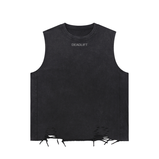 GATHERED Snow Washed Raw-Hem Tank Top